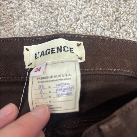 L'AGENCE Mid Rise Raw Hem Jeans Size 24 Cocoa Brown Skinny Brown Jeans - Picture 12 of 12